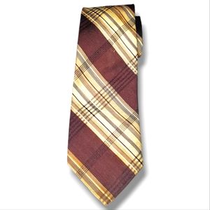 #Y Vintage Silvermans Polyester Striped Mens Necktie Britannia Cream & Brown